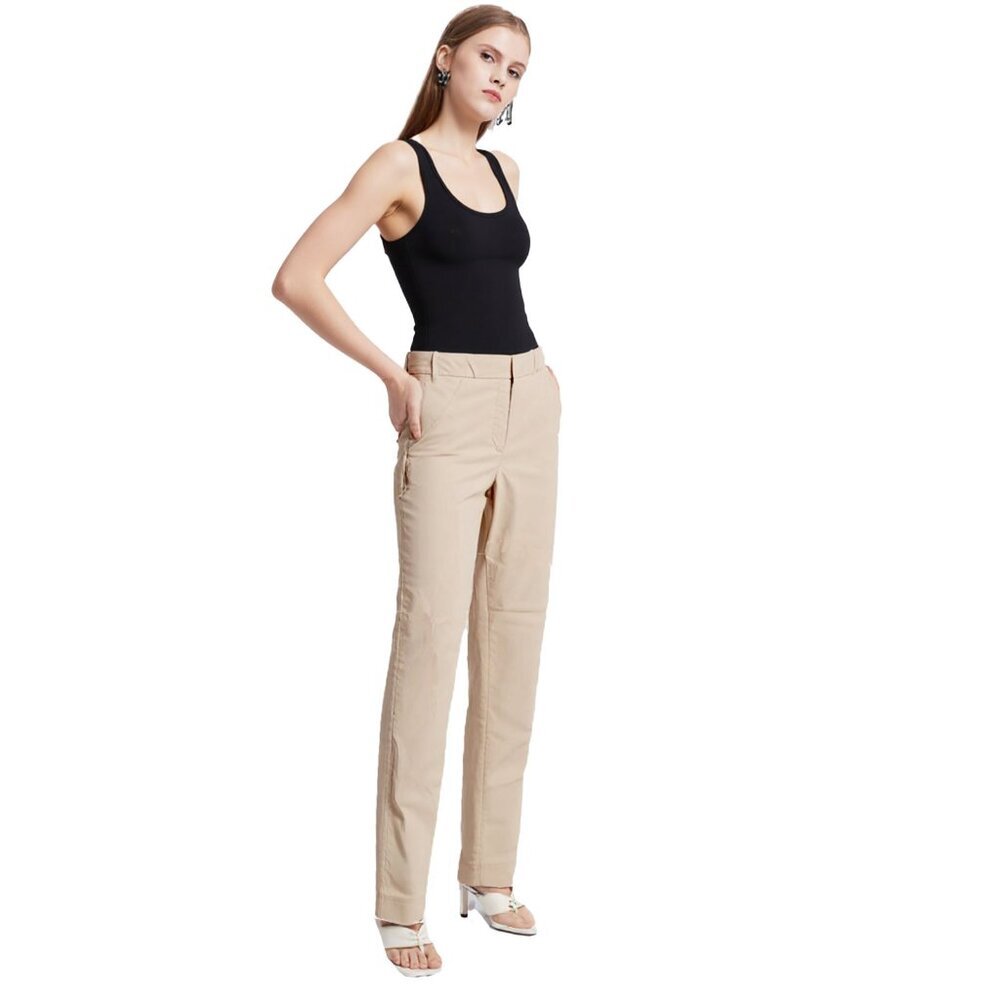 Calvin Klein Stretch Khaki Pants Chino Beige Tan Preppy Office Workwear Zip Fly